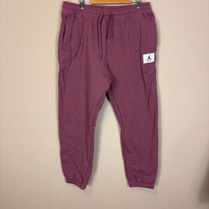 Air Jordan Cranberry Colored 100% Cotton Fleece Lined Sweatpants Men's XL